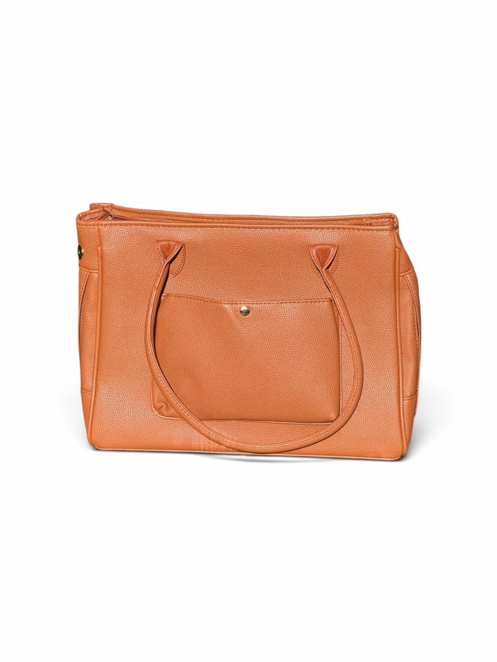Leather Tote Bag in Cognac Orange